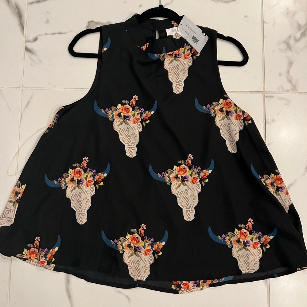 Flower Cow Skull Blouse